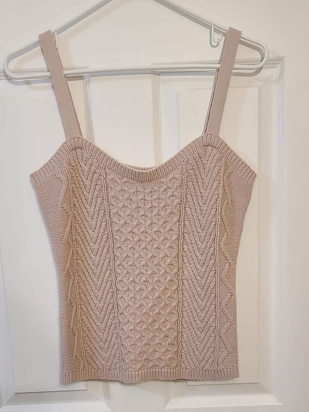 Retrod Cable Knit Sweetheart Sweater Tank Rose Taupe Neutral
